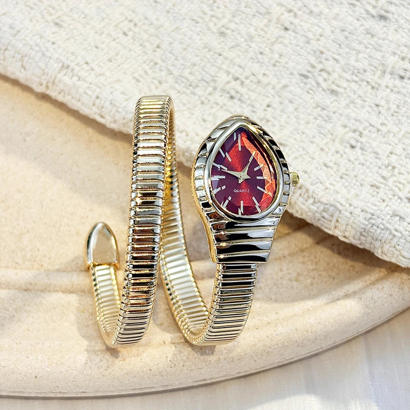 Women's Snake-Shape Quartz Watch with Elastic Bracelet - Creative Cross-Border Accessory