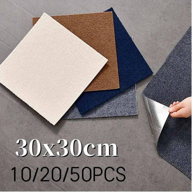 Self-Adhesive Carpet Floor Tiles 30x30cm - Removable DIY Floor Mats for Home & Hallway