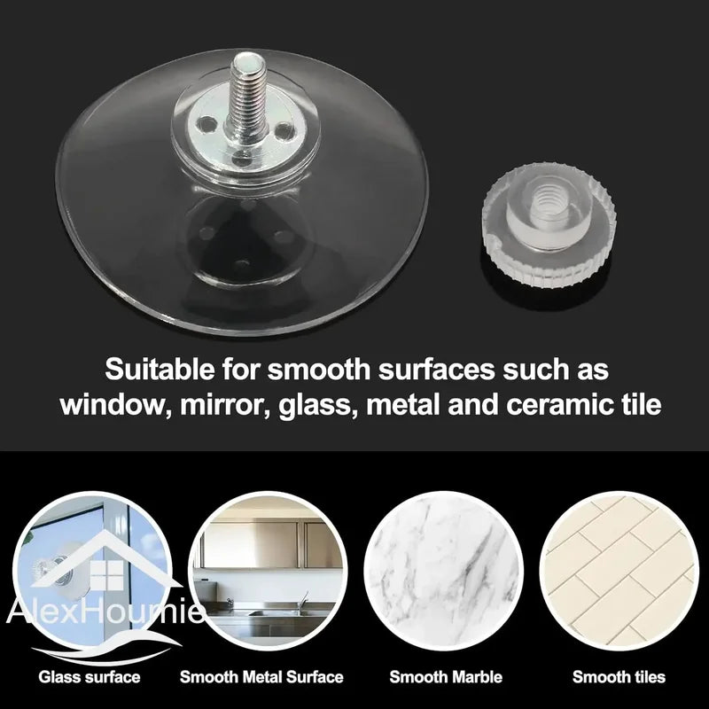 Clear PVC Suction Cup Set with Nut - Heavy Duty Waterproof Fixings
