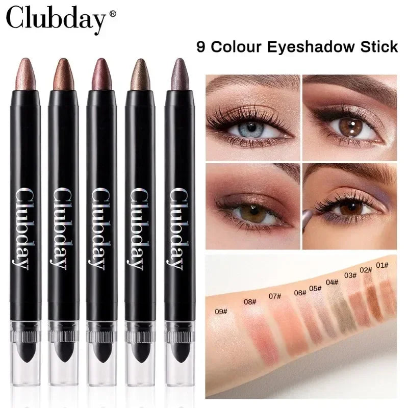 Double Ended Eyeshadow Stick with Sponge Brush - Water-Resistant Cream Makeup Pencil