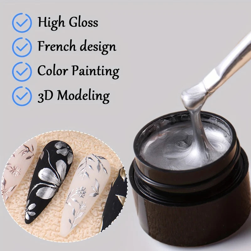 5ml Metallic Chrome Gel Polish Set - Gold Silver Rose Gold Mirror Nail Art