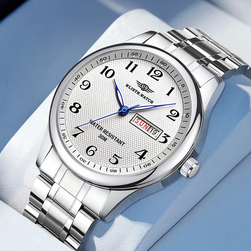 Men's Retro Business Watch Waterproof Steel Band Quartz Timepiece