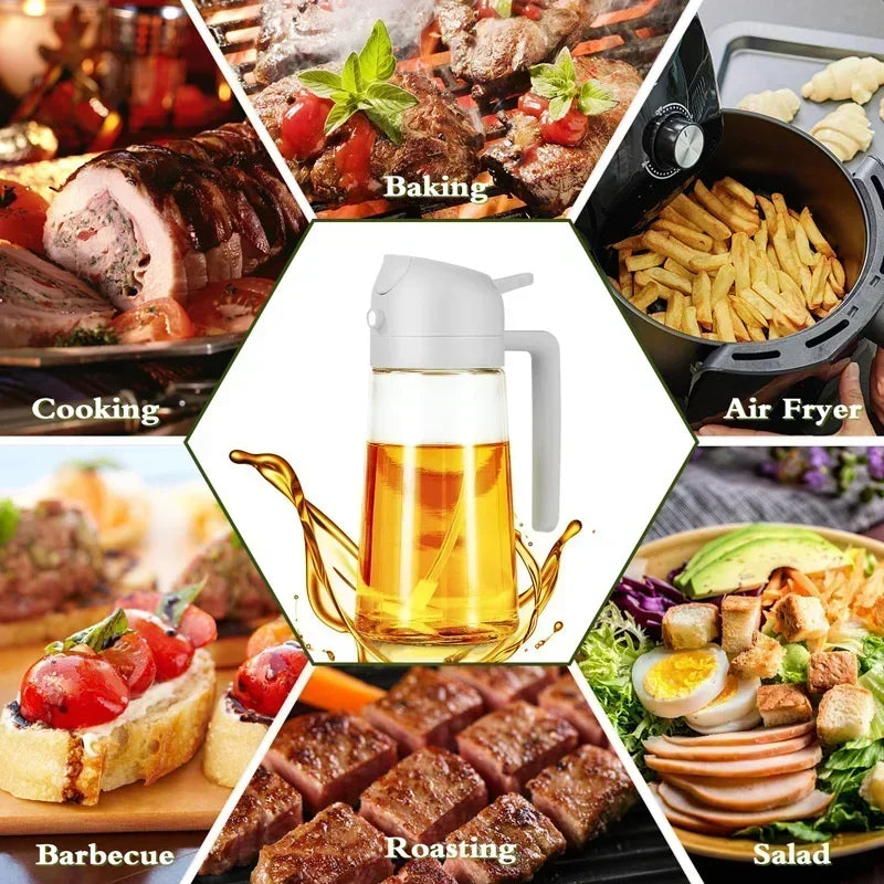 2-in-1 500ml Refillable Oil Spray Bottle for Cooking & Baking