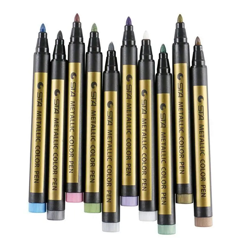 Metal Marker Paint Pen Set for Art & Craft - Permanent, Water-Based, Quick-Dry