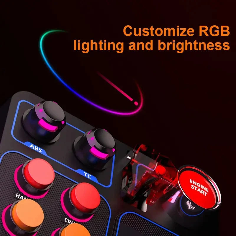 Sim Racing Control Box with Programmable Buttons RGB Lighting for PC Racing Games