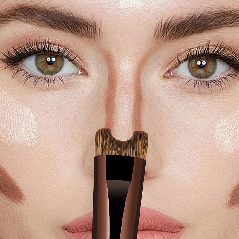 Double Head Makeup Brush for Foundation Contour Nose Facial Application