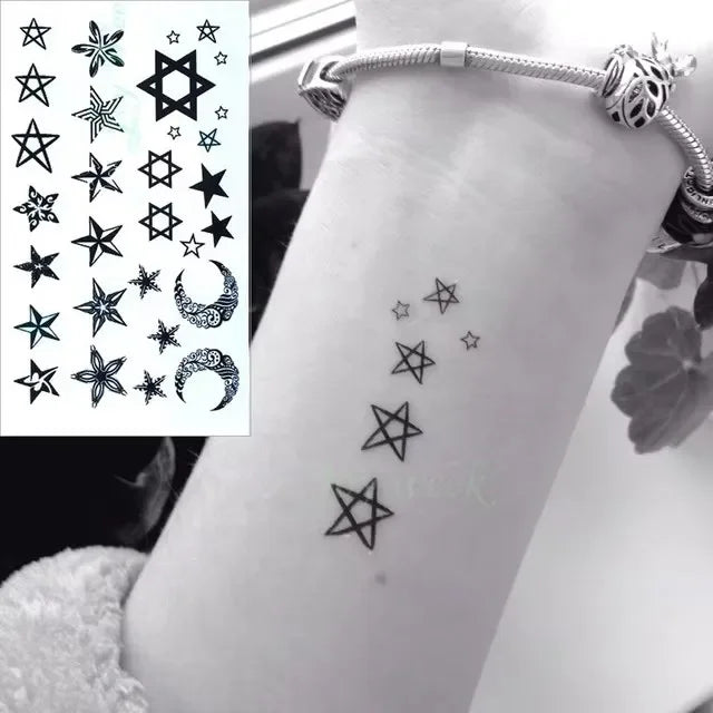 Waterproof Temporary Tattoo Stickers - Hand Heart Design Body Art Fake Tattoos for Finger Wrist Ankle