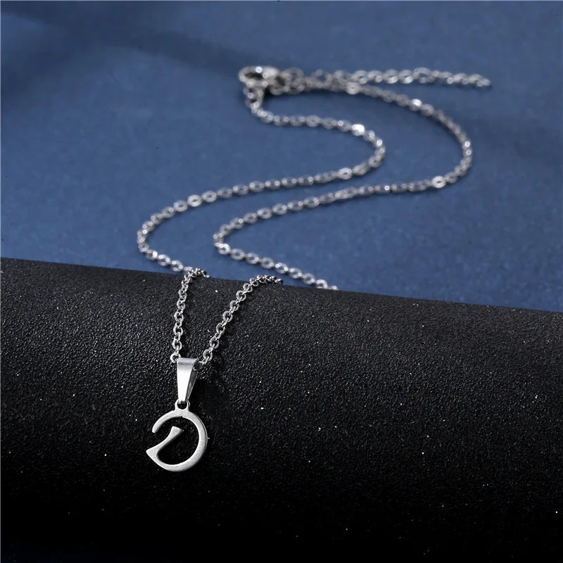 Initial Letter Pendant Necklace for Women Stainless Steel Clavicle Chain Jewelry