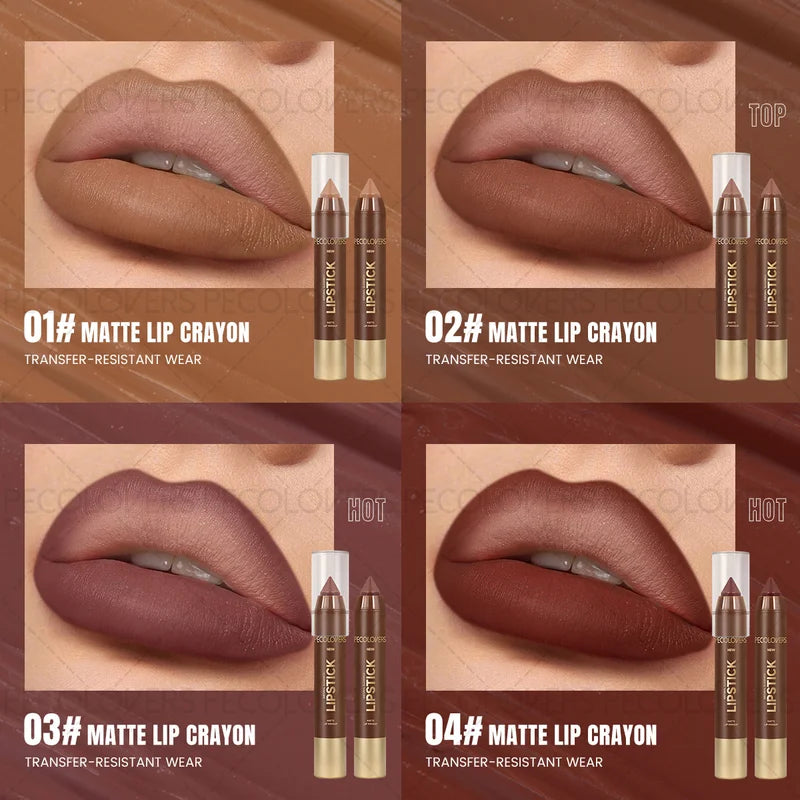 6PCS Waterproof Matte Lipstick Pencil Set - Long-Lasting Lip Contour & Lipliner