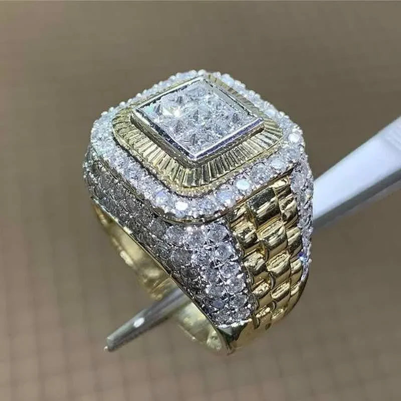 Gold Hip Hop Ring for Men & Women - Inlaid Zircon Punk Wedding Jewelry