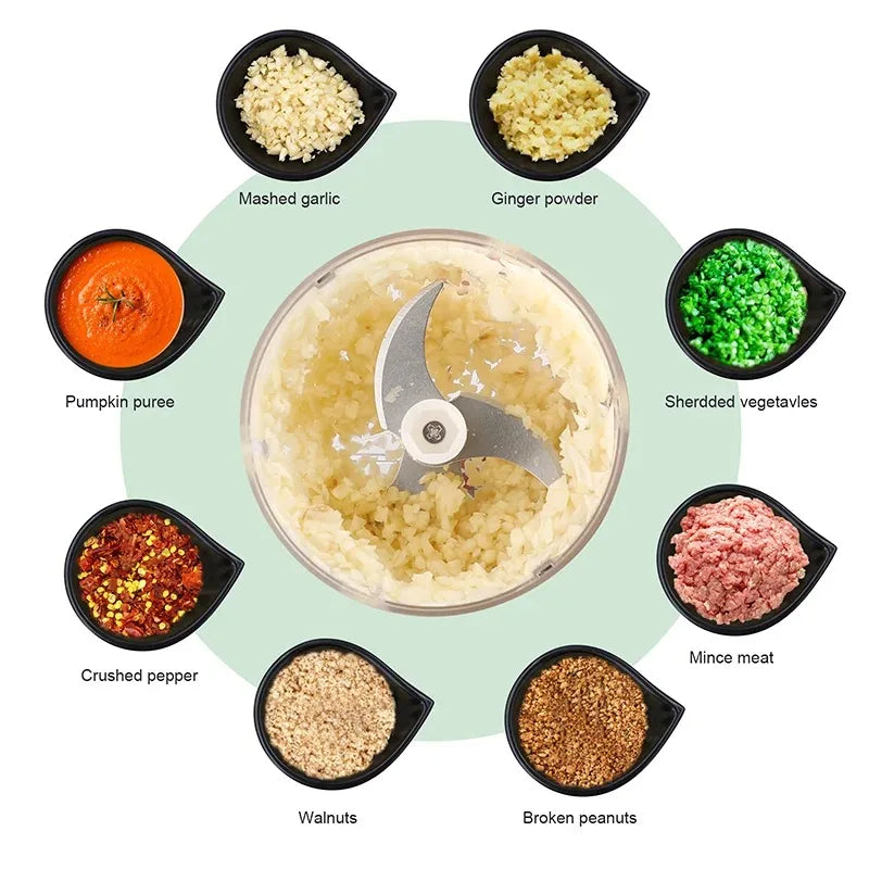 Electric Garlic Chopper 100/250ML Mini Food Processor Vegetable Grinder
