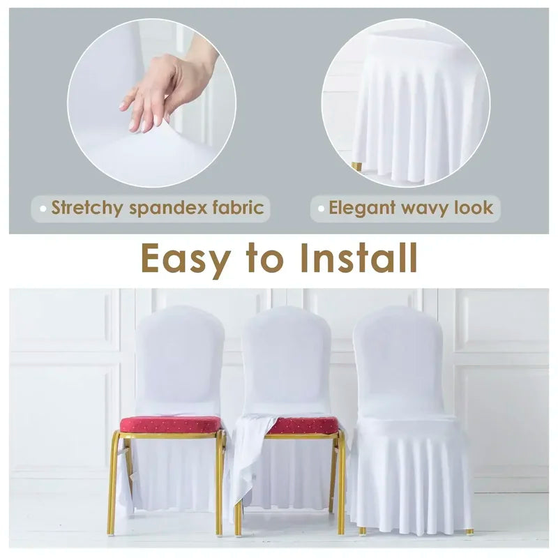 Pleated Spandex Chair Cover 50/100pcs Hotel Banquet Wedding Seat Protector