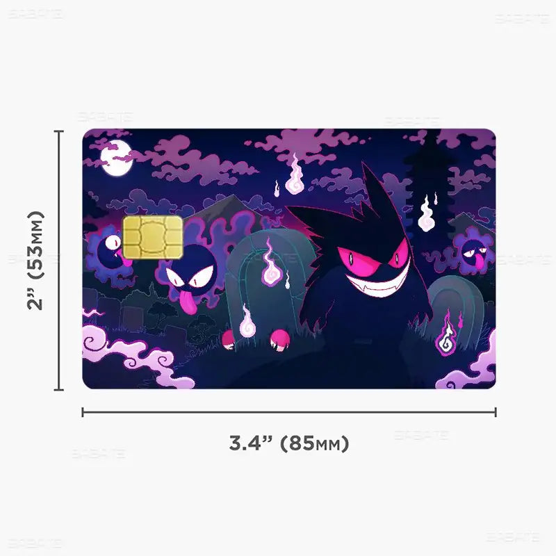 Anime G-Gengar Cartoon Credit Card Stickers Waterproof Skin Set for Bank and Metro Cards
