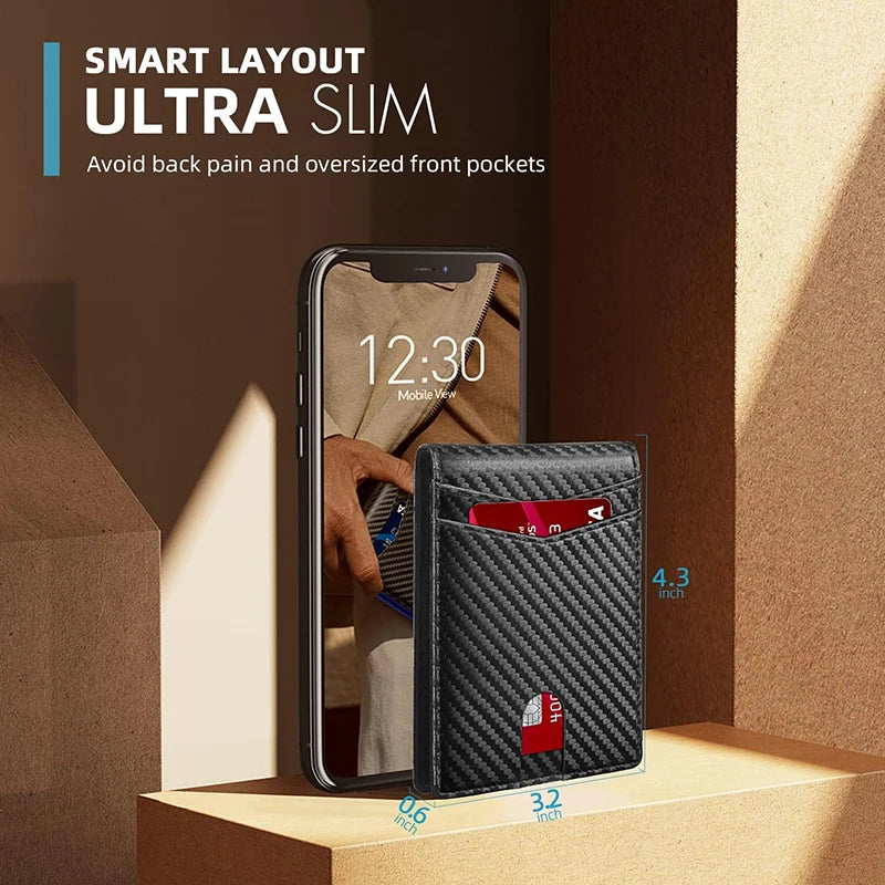 Ultra Thin RFID Leather Wallet for Men with ID Window & Multi Card Slots