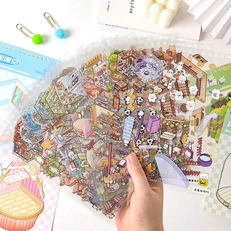 40Pcs Cartoon Sticker Book for Kids DIY The Sims 3D Scene Stickers Gift Stationery
