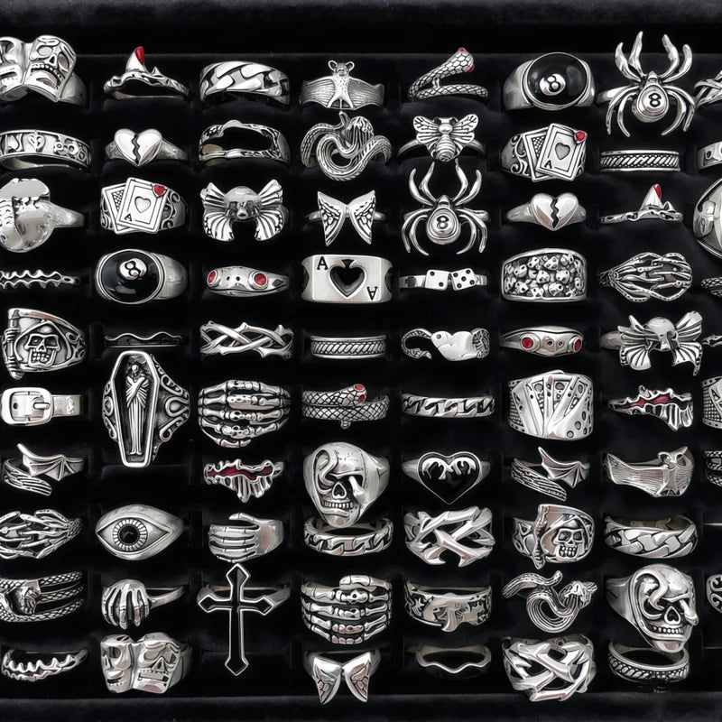 Vintage Punk Skull Eye Ring Set for Women Men - Mixed Style Jewelry Party Gift