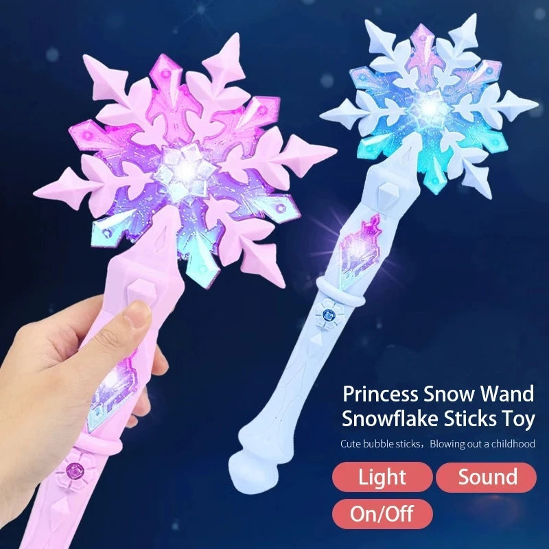 Princess Snow Wand Toy Fairy Glowing Light Stick for Kids, Christmas & Halloween Play