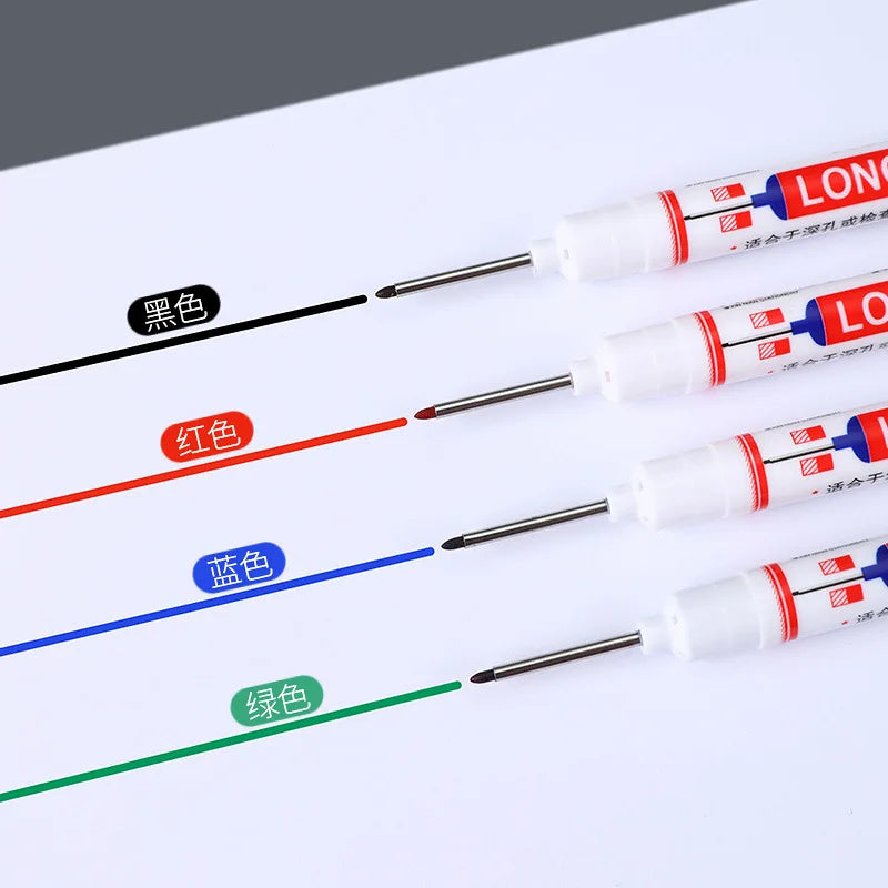 4pcs 20mm Long Nib Permanent Marker Pens - Waterproof Oil-Based Ink for Industrial & Craft Use
