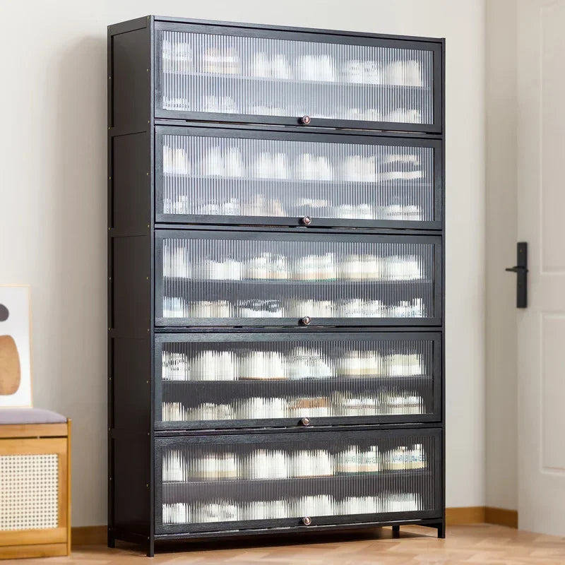 Multi-Layer Shoe Rack Storage Cabinet with Door and Large Capacity