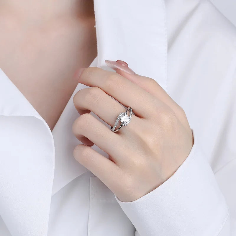 925 Sterling Silver Zircon Ring for Women Engagement Wedding Jewelry Gift