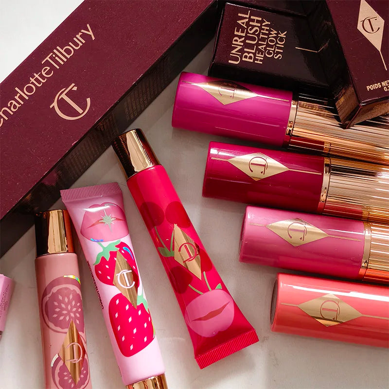 Colorful Lipstick and Blush Stick Set with Lip Gloss - 4 Colors