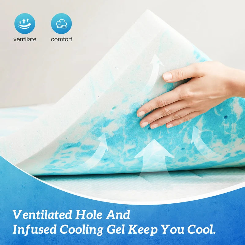Memory Foam Mattress Topper - Breathable Gel Cooling Soft Bed Topper for All Sizes