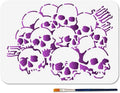 Skull Painting Stencil Kit with Brush - Halloween Art & Craft Template 11.7x8.3 Inch