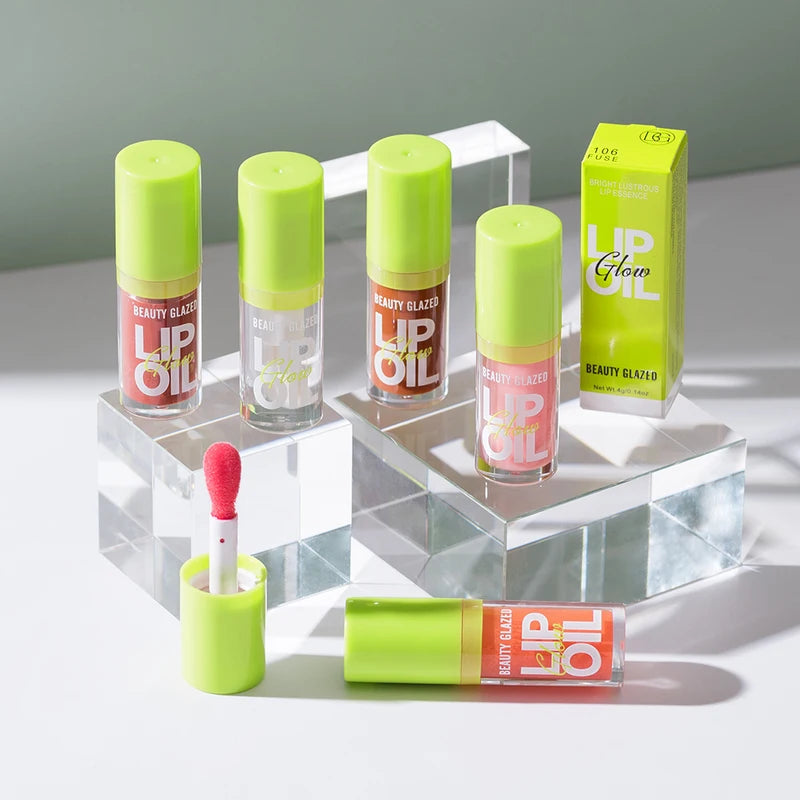 Colorful Moisturizing Lip Gloss Set - Pearlescent Nude Lip Stain with Natural Lip Oil for Valentine's Day