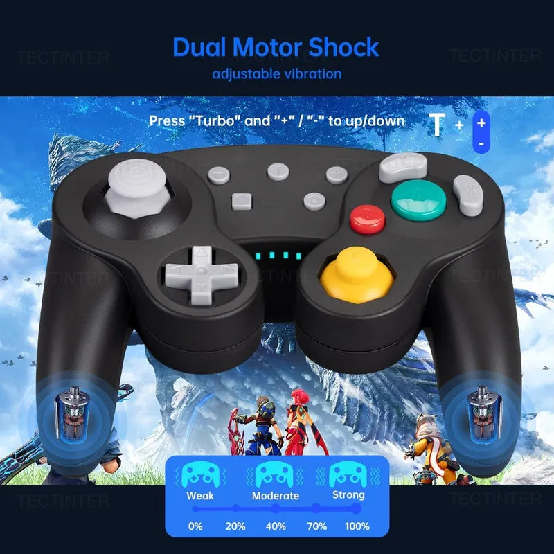 Bluetooth Gamecube Controller for Switch PC Android Steam - Black & Blue