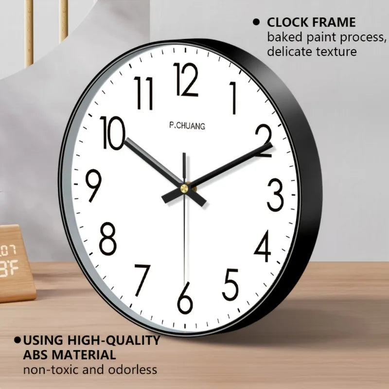 Silent Wall Clock with Large Digital Quartz Display for Living Room Bedroom Office