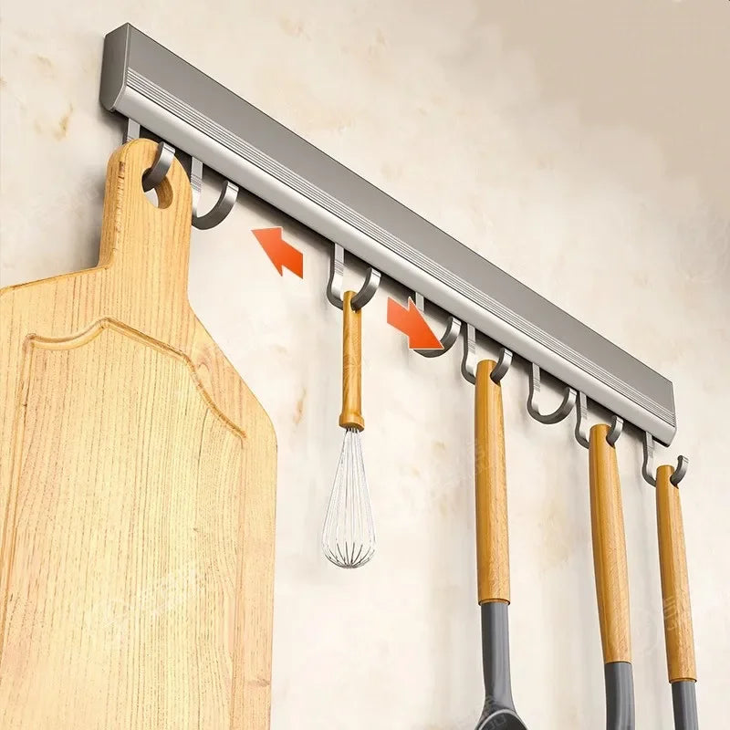 Wall Mounted Hooks Rack Multi-Purpose Storage Organizer No Drilling