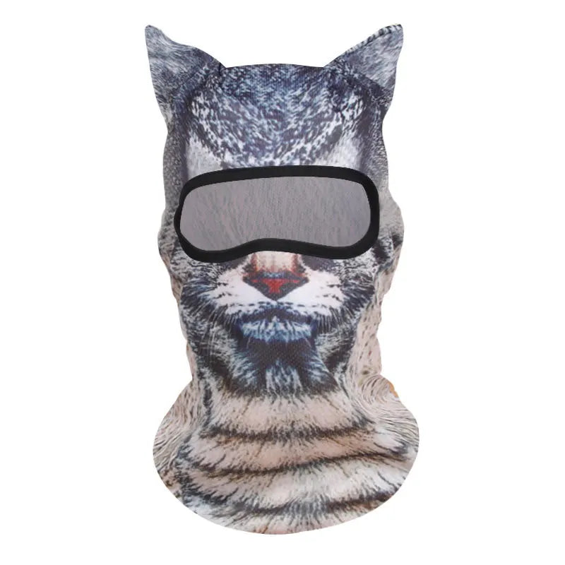 Funny 3D Cat Animal Ski Balaclava with Ears - Unisex Ski Mask Hat for Festivals and Halloween