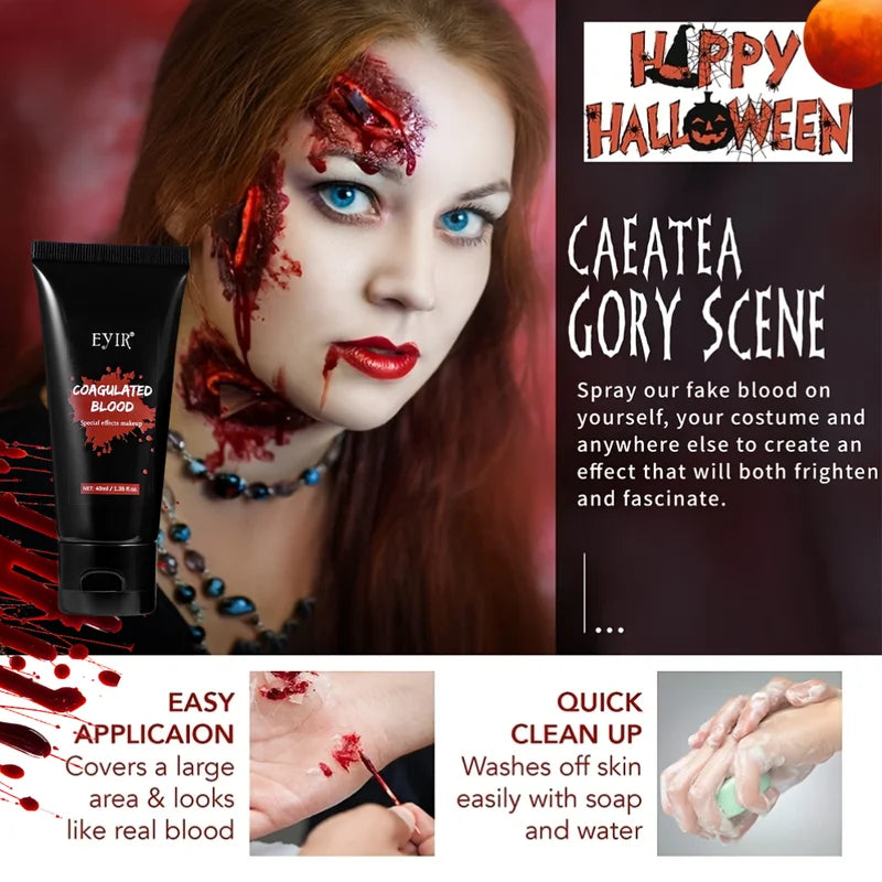 Halloween Fake Blood Gel Set – Realistic Special Effect Blood for Costume Makeup, Zombies, Vampires, Horror Scenes