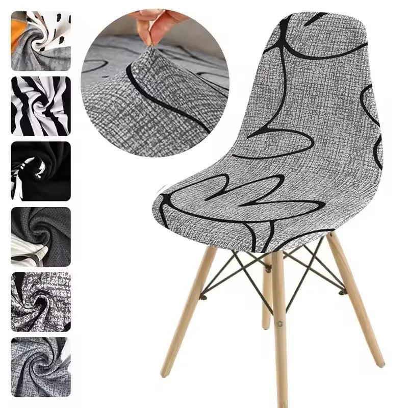Stretch Printed Chair Cover for Dining & Banquet Seats - Elastic Removable Slipcover