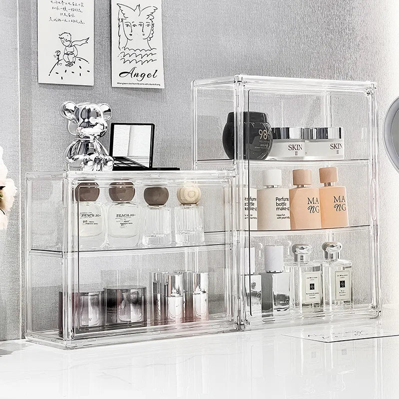 Acrylic Makeup Organizer Dustproof Storage Box with Display Case