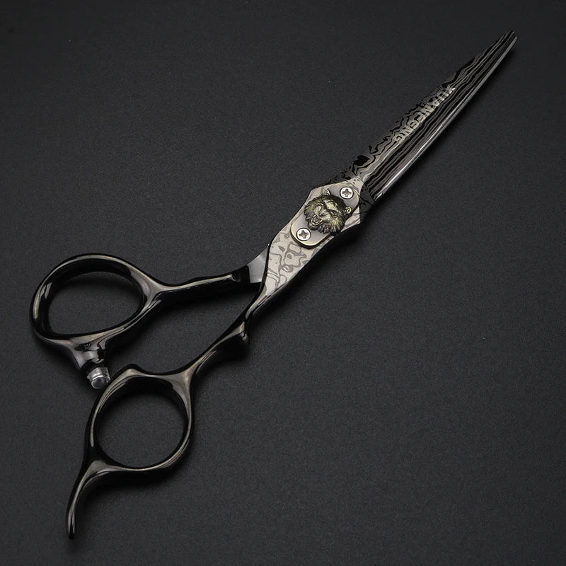 6-Inch Damascus Barber Scissors for Hair Cutting & Thinning - Professional Styling Tools