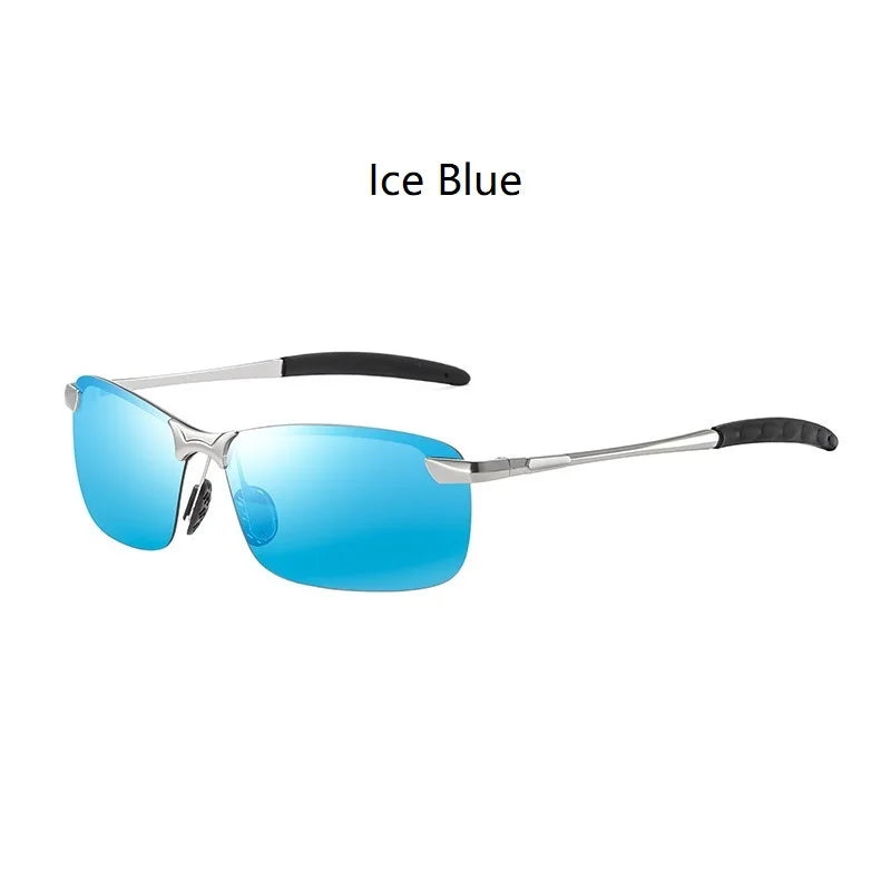 Men's Metal Sunglasses Half Frame Retro Driving Fishing Eyewear