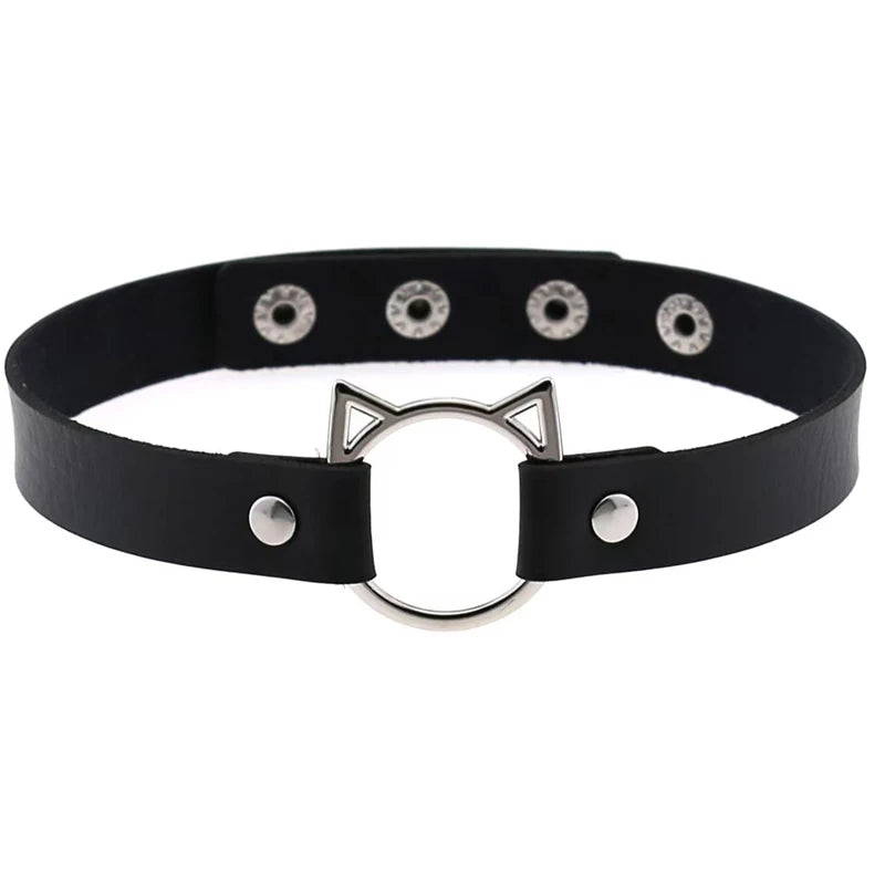 Gothic Cat Head Necklace Y2K Collar for Women Halloween Party Gift