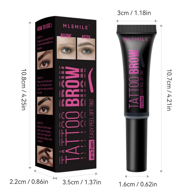 Waterproof Semi-Permanent Eyebrow Gel - Long Lasting Tint & Peel Off Makeup