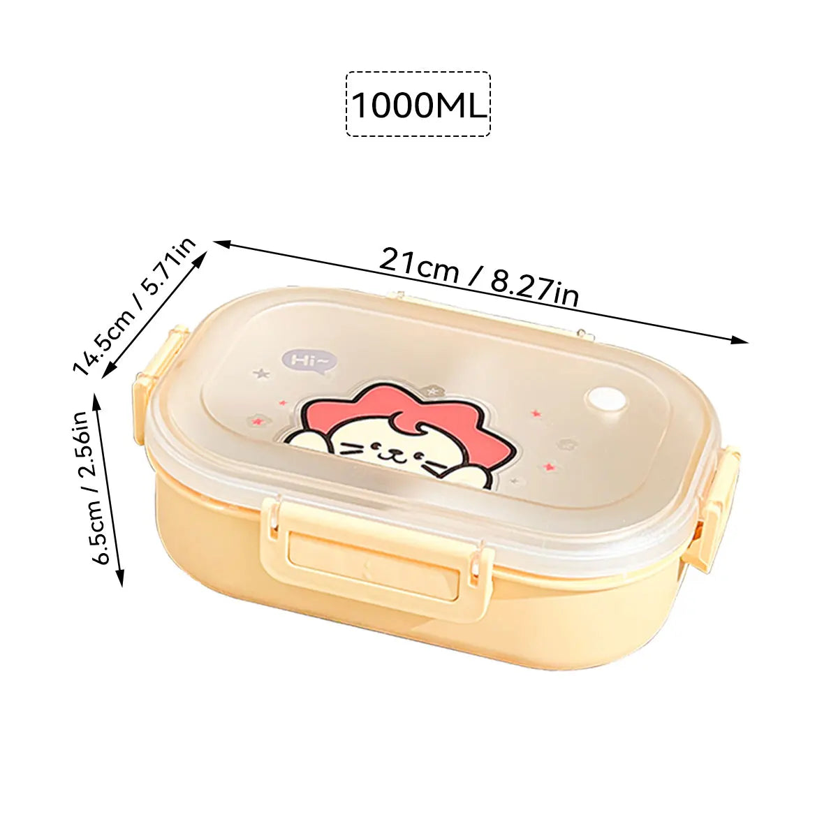 Portable Plastic Lunch Box with Detachable 3-Compartments for Kids and Students