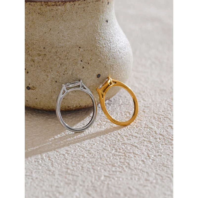 Wholesale Stainless Steel Cubic Zirconia Ring for Women - Hypoallergenic Jewelry Gift