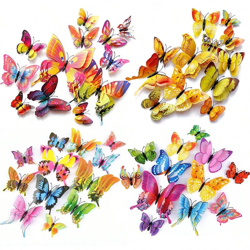 3D Butterfly Wall Decor 12-Piece Magnet Stickers for Party & Home Decoration