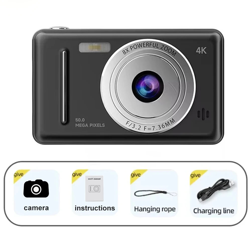 4K Digital Camera 50MP HD Vlogging Camera with Autofocus, LED Flash & Dual Screen