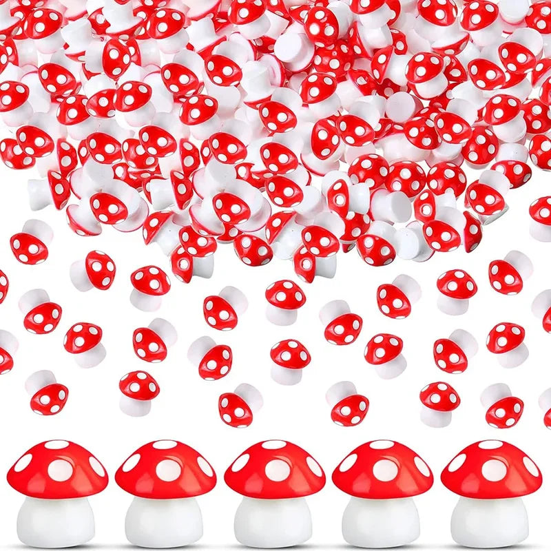 Mini Resin Mushroom Garden Figurines - 50 Pcs Tiny Decorative Miniatures for Micro Gardens & Terrariums