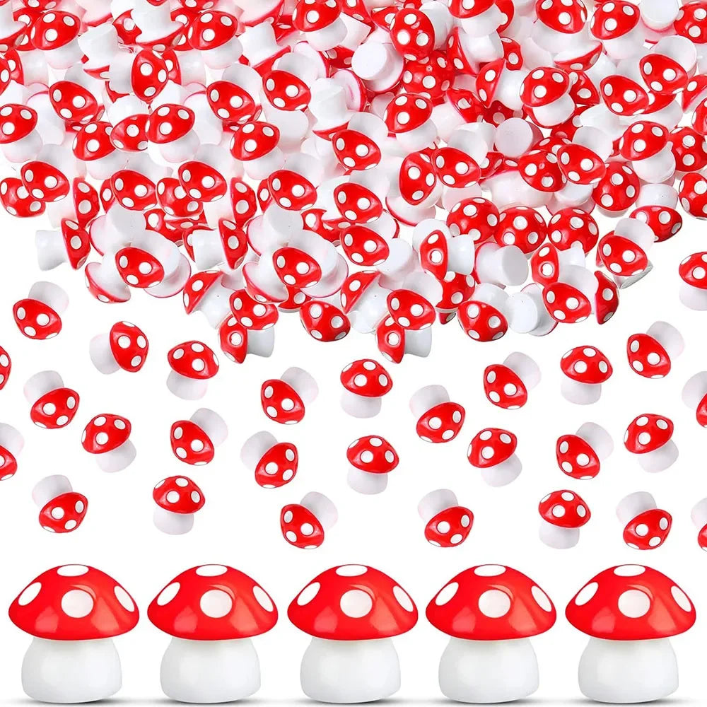 Mini Resin Mushroom Garden Figurines - 50 Pcs Tiny Decorative Miniatures for Micro Gardens & Terrariums