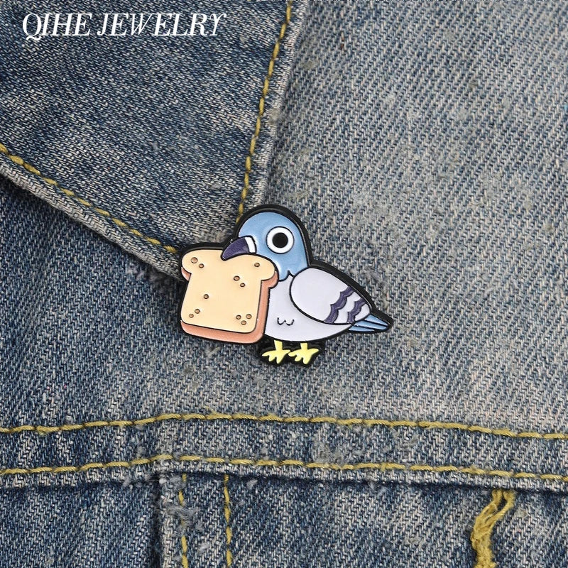 Cute Pigeon Enamel Pin - Cartoon Animal Brooch for Backpack & Clothes
