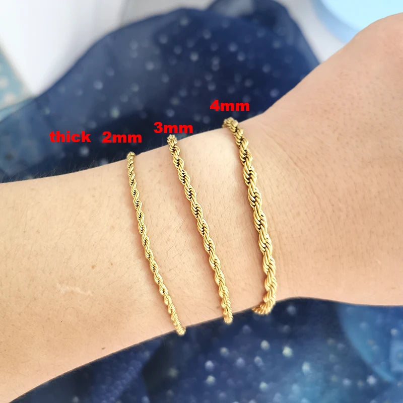 Anchor Clasp Bracelet Women Men Stainless Steel Rope Chain Jewelry Gold Silver