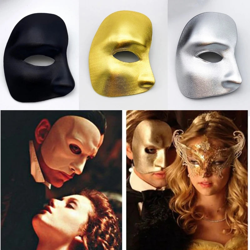 Half Face Masquerade Mask for Party Dance Halloween Unisex Costume Accessory