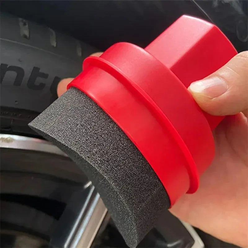 Car Wheel Polishing Waxing Curved Tire Sponge Brush with Cover for Car Detailing