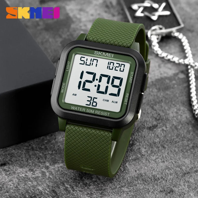 Digital Sport Wristwatch Men Waterproof Shockproof Alarm Countdown Military Watch